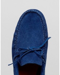 Asos Driving Shoes In Blue Suede