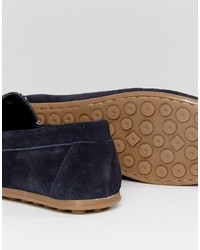 Asos Driving Shoes In Navy Suede With Contrast Lace