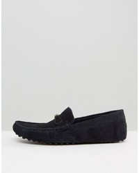 Asos Driving Shoes In Navy Suede With Metal Tie Detail
