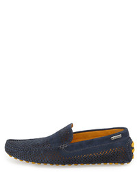Kenneth Cole Ez Listening Perforated Suede Driver Navy