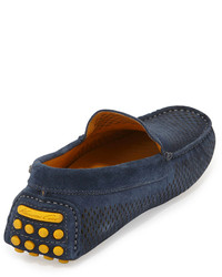 Kenneth Cole Ez Listening Perforated Suede Driver Navy