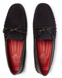 Tod's Ferrari Gommino Suede And Leather Driving Shoes