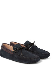 Tod's Gommino Leather Trimmed Suede Driving Shoes