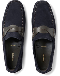 Tom Ford Samuel Leather Trimmed Suede Driving Shoes