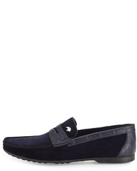 Stefano Ricci Suede Penny Driver Navy