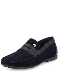 Stefano Ricci Suede Penny Driver Navy