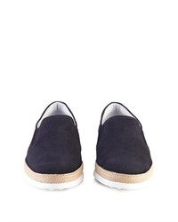 Tod's Suede And Raffia Deck Shoes