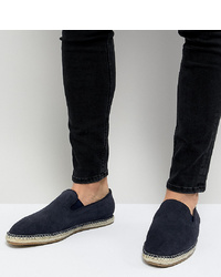 Frank Wright Wide Fit Slip On Espadrilles In Navy Suede