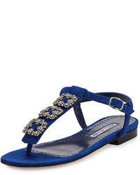 Manolo Blahnik Ottolina Crystal T Strap Sandal