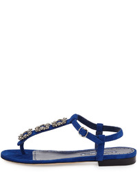 Manolo Blahnik Ottolina Crystal T Strap Sandal