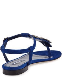 Manolo Blahnik Ottolina Crystal T Strap Sandal