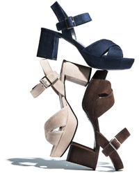 Prada Crisscross Suede Platform Sandal Bleu