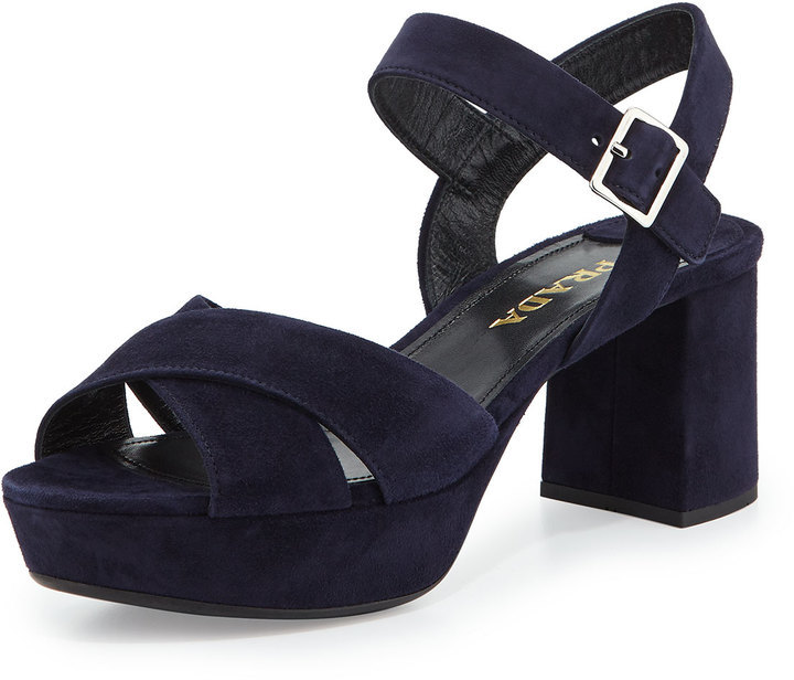 navy platform sandal