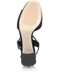 Miu Miu Crystal Painted Heel Suede Platform Sandals