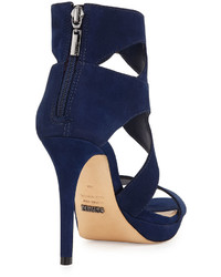 Schutz Hazel Strappy Suede Platform Sandal Dress Blue