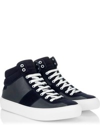 Jimmy Choo Belgravia Waxed Canvas And Suede High Top Trainers