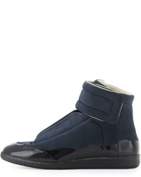 Maison Margiela Dipped Suede Future High Top Sneaker Navy