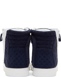 Pierre Hardy Navy White Suede Trim High Tops