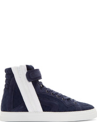 Pierre Hardy Navy White Suede Trim High Tops
