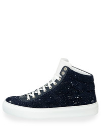 Jimmy Choo Spotted Suede High Top Sneaker Blue