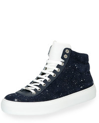 Jimmy Choo Spotted Suede High Top Sneaker Blue