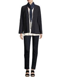 Eileen Fisher Soft Suede High Collar Jacket Plus Size