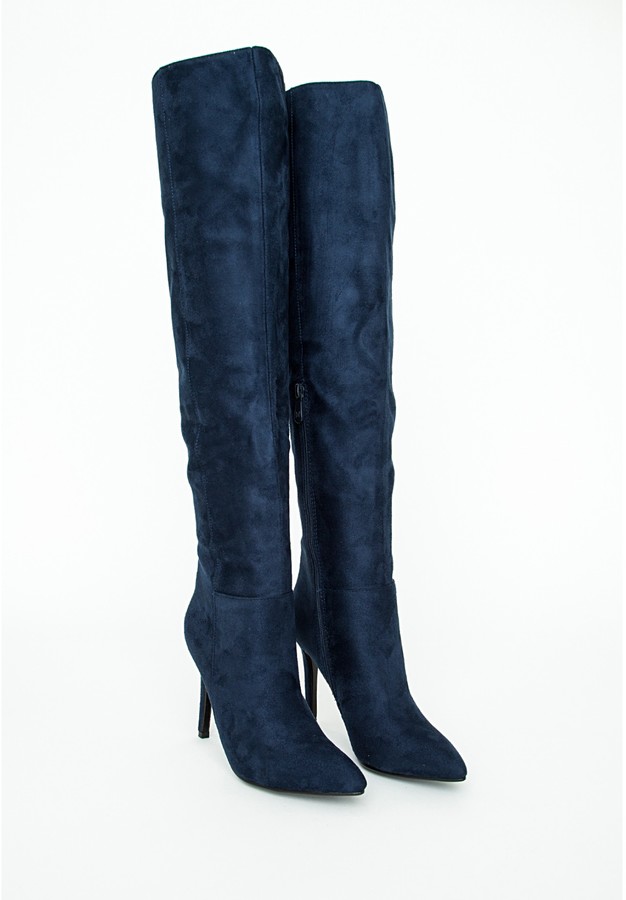 knee high navy suede boots