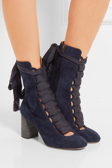 chloe suede lace up boots