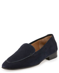The Row Alin Suede Loafer Navy Blue