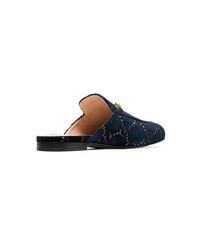 Gucci Gg Princetown Velvet Backless Loafers