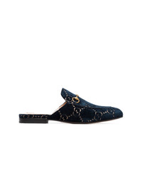 Gucci Gg Princetown Velvet Backless Loafers