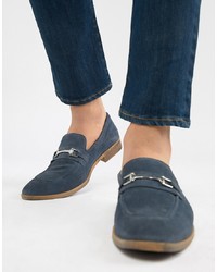 ASOS DESIGN Loafers In Blue Suede With Snaffle