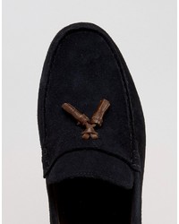 Asos Loafers In Navy Suede