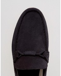 Asos Loafers In Navy Suede With White Sole