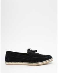 Asos Loafers With Tie Front In Navy Suede