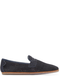 H By Hudson Navy Platt Perforated Loafers