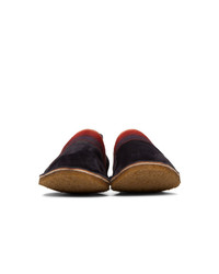 Dries Van Noten Navy Suede Ribbon Loafers