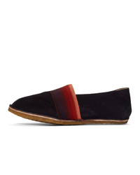 Dries Van Noten Navy Suede Ribbon Loafers