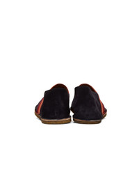 Dries Van Noten Navy Suede Ribbon Loafers