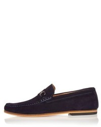 River Island Navy Suede Snaffle Loafers
