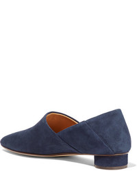 The Row Noelle Suede Loafers Navy