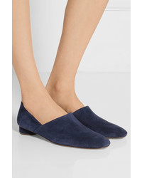 The Row Noelle Suede Loafers Navy
