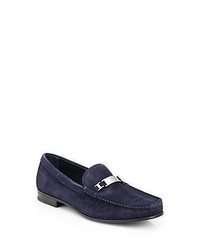 Prada Suede Dress Loafers Blue Shoes