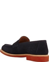 Barneys New York Suede Penny Loafers Blue Size 12