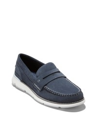 Cole Haan Zerogrand Suede Penny Loafer In Navy Ink At Nordstrom