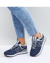 New Balance 574 Suede Trainers In Navy