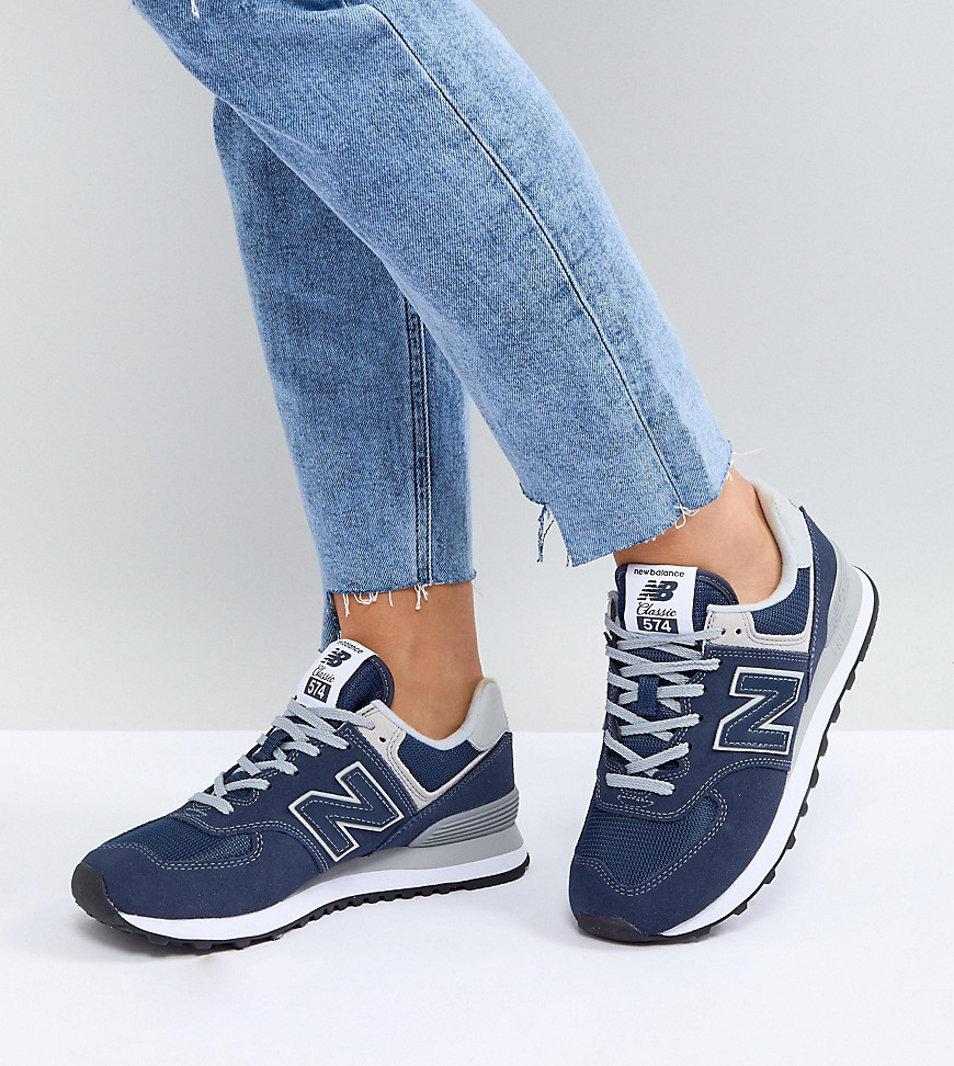 New Balance 574 Suede Trainers In Navy 