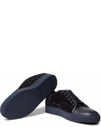 Lanvin Cap Toe Suede And Leather Sneakers