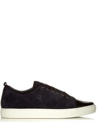 Lanvin Capped Toe Low Top Suede Trainers