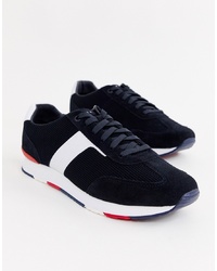 Tommy Hilfiger Knitted Material Mix Logo Trainer In Navy